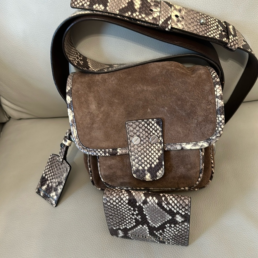 Michael Kors snake and suede crossbody with matching wallet